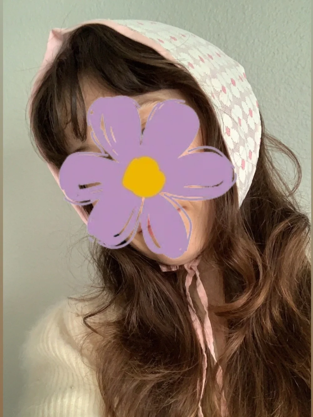 Vintage 60s 70s Pink & White Daisy Floral Bandana Headkerchief Headscarf